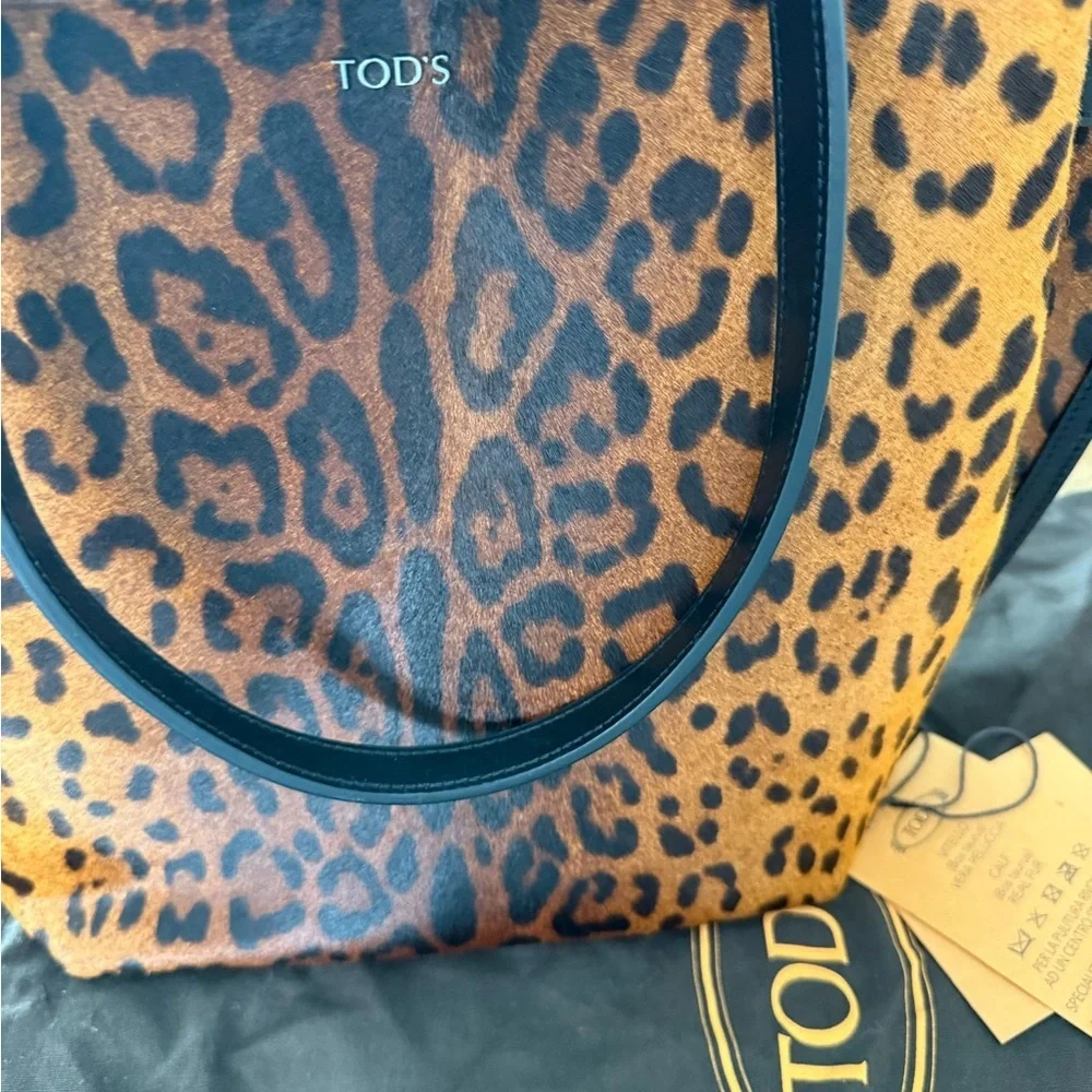 RARE NWOT TOD'S Leopard Print Calf Hair Shoulder Bag